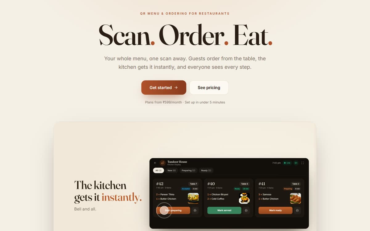 QuickMenu QR menu and ordering app for restaurants