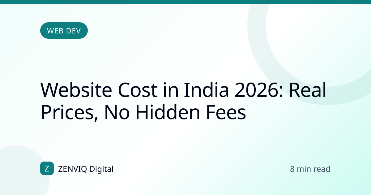 Website Cost in India 2026: Real Prices, No Hidden Fees